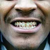 18K Real Gold Punk Hiphop Diamond Hollow Teeth Grillz Dental Mouth Iced Out Fang Grills Braces Tooth Cap Vampire Rapper Jewelry Wholesale