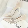 2019 Black Lace Heel Heel Eden Heel trouwschoenen voor bruid Stilettos Red Bottom Women Designer Heels Pointed Toe 12 cm Bridal Sho186W