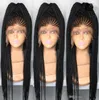 Parrucche Parrucche di celebrità Afro-americane Box Trecce Capelli Parrucca anteriore in pizzo sintetico Densità 200% Parrucche in pizzo sintetico per capelli di colore nero per Bla