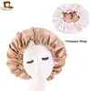 12 pcs/lot réversible Satin Bonnet double couche taille réglable sommeil bonnet de nuit couvre-chef Bonnet chapeau bonnets en gros