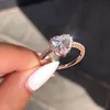 Nieuwe mode bruiloft ringen 925 Silver Princess Perfect Cut Sparkling Heart Zirkon Stone Engagement Ring Set voor vrouwen gratis verzending