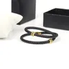 Braceletes Atacado Dupla camada de couro genuíno homens pulseira pulseira com black cz cilindro mancha de aço de aço