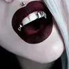 18K Real Gold Grillz Braces Plain Punk Hip Hop Double Teeth Dental Mouth Fang Grills Tooth Cap Cosplay Halloween Costome Party Vampire Rapper Body Jewelry Wholesale