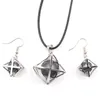 10 Set Merkaba Símbolo Brincos Star Point Muitos Cores Quartz Stone Pingente Espiritual para Mulheres Prata Banhado Jóias