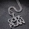 Collana con pendente a forma di lettera Gods Plan 2 file placcato oro argento con catena in corda Regalo di gioielli hip-hop da donna per uomo2069429