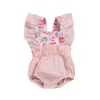 Baby tjejer kläder barn spetsar bowknot rompers sommar patchwork plaid triangel jumpsuits nyfödda ärmlösa onesies härliga outfits yp616