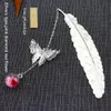 Mały prezent Bookmark Metal Feather Gold Silvery Graduation Pudełko Unikalne Lucky Charm Posult Wedding Favor wisiorek dla dzieci