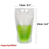 USA Stock Clear Drink Pouches Bags givré Zipper Stand-up Plastic Drinking Bag avec paille avec support refermable Heat-Proof FY4061