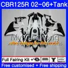 Body + Tank för Honda CBR-125R CBR125R 2002 2003 2004 2005 2006 272HM.35 CBR 125cc 125 R 125R CBR125RR 02 03 04 05 06 Mörk Orange Fairings