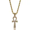 Hip Hop Cross Key Shape Hangers Ketting Sieraden Koper Bling Diamond Stone 18k Vergulde Sieraden Vrouwen/Mannen