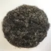 Graues Haar, volles PU-Toupet für Männer, #1B20, verworrene lockige Männer-Perücke, 20,3 x 25,4 cm, volles PU-Toupet, Afro-verworrene lockige Wellen-Männerperücke