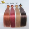 Brazilian HumanHair Bundles 1 Bundle Brown Color HairWeaves Weft Colored Extensions Remy Hair Blonde Red Wine 99J