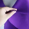 Signore viola matita Vestito aderente sexy profondo scollo a V increspature di sera del partito dell'abito di spaghetti Donne Vestito Backless Zipper Midi Tuniche