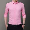 Плюс большой размер 8xL 7xL 6XL 5XL мужской бизнес повседневная длинная рукава рубашка Slim Fit Colden Mean Regular платье рубашки розовый 2020 новый