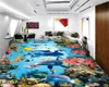 3d PVC Floor Wallpaper Beautiful Underwater World Dolphin Sharks HD Digital Printing Moisture 3d Floor Wallpaper