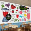 Papéis de parede 3d pintados à mão restaurante milk tea shop fruta papéis de parede de fundo pintura