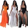 Sexy Damskie Swimweear Bikini 2019 Mesh Scoop Neck One-Pieczęte Kostiumy kąpielowe i Bandaż Sheer Long Maxi Spódnica Set Beach Wimwear Cover Up