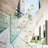 Luces colgantes de escaleras de cristal con personalidad nórdica, escalera giratoria, lámpara colgante LED minimalista moderna para apartamento, escalera, restaurante