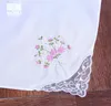 12 adet 28 cm x 28 cm% 100% Pamuk Nakış dantel Handchief Erkekler Kare Saf Beyaz mendil