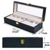 6 10 12 Slots Watch Box Black Wooden Jewelry Organzer Watch Display Case Glass Top Wrist Watches Box Luxury Holder D40217s