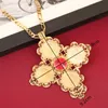 New Ethiopian Big Coin Cross Pendant Necklace Women Gold Color Jewelry Africa Habesha Ethiopian Eritrea Jewelry