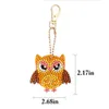 5 pcs / lot nyckelkedja diy rhinestone owl nyckel ring handväska nyckelring telefon handväska charm gullig uggla glans nyckel kedja nyckelring smycken