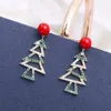 Boucles d'oreilles arbre de Noël pour femmes, bijoux en argent S925, perles rouges, boucles d'oreilles de noël en cristal, vente en gros
