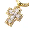 18K Pozłacane Big Cross Earring Clip Micro Better Loted Out CZ Urok Męski Kolczyk