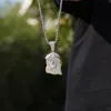 Män kvinnor tro halsband 18k guld pläterad cz iced ut Jesus hänge halsband med rep kubansk kedja fin presentpresent1929748