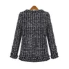 Kadın Ekose Ceket Giyim 2020 Kadın Moda Ceket Sonbahar Kış İnce Siyah Kareli Tweed Rahat T200111