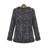 Kvinnorjackor Kvinnor Plaid Jacka Ytterkläder 2020 Fashion Coat Autumn Winter Thin Black Checkered Tweed Casual T200111