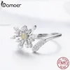 Wholesale-Silver Blooming Dandelion Love Crystal Adjustable Finger Rings for Women Wedding Engagement Jewelry Gift