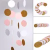 Glitter Cirkel Polka Dots Garland Banner Bunting Party Decor roze wit en goud