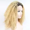 Peruca 360 lace Glueless Lace Front Wigs Synthetic Ombre blonde Long Afro Kinky Curly Wigs Heat Resistant Fiber Cosplay/Party Wigs For Women