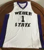 Weber State Wildcats College Damian Lillard #1 Branco Preto Roxo Retro Camisa de Basquete Masculina Costurada Personalizada Qualquer Número Nome Camisas