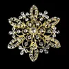 2.2 인치 빈티지 스타일 18K 골드 톤 클리어 라인 석 크리스탈 Diamante Floral Corsage Pin Brooch