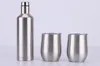 Şarap Tumbler Set Yumurta Tumbler Set Cam Seti Paslanmaz Çelik Hediye Paketi Bir Şişe 2 Tumbler 500ml