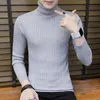 Neue Mode Herren Stricken Revers Pullover Langarm Rollkragen Kleidung Einfarbig Regelmäßige Pullover für Männer Winter Stehkragen mit M-3XL