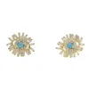 Baguette CZ Firework Evil Eye Stud Earring Pave Cubic Zirconia Turquoise Gemstone Elegance Gorgeous Lucky Women Jewelry6853652