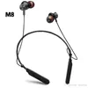 M8 Magnetic Neckband Bluetooth-hörlurar Sport Wireless Earphone Stereo Headset med Mic för Android iPhone Samsung med detaljhandelspaket