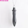 WOJIERIER Natuursteen Turkoois Purple Crystal Hanger Pendulum Voor Dowsing Cone Reiki Bead Amulet Pendule Divination Sieraden (geen ketting) DBE900