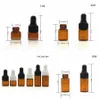 1000PC 1ml 2ml 3 ml Amber Glass Dropper Flaskor Essential Oljeflaska Små Parfymflaskor Provtagning Storage Bottle RRA1981