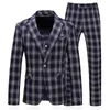 W magazynie Classic Plaid Mężczyźni Ślub Tuxedos Slim Fit One Button Prom Garnitury Man Party Blazer Suit (Kurtka + Kamizelka + Spodnie)