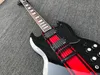 Livraison gratuite guitare électrique Black Red Line de China Guitar Town avec 22 frettes corps en acajou de palissandre de haute qualité meilleure vente