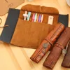 Antique nautical treasure map Stationery wholesale Gift fashion roll pencil case Big capacity pencil bag Soft leather Pen boxes