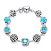 Womens Jóias Encantos Pandora Pulseira Borboleta Cristal Big Hole Beads DIY Pulseira de Prego Bracelete de Luxo Jóias Mulheres Braceletes