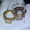 Choucong 3 Kleuren Vrouwelijke Vintage Ring Diamond 925 Sterling Silver Engagement Wedding Band Ringen voor Dames Bruids Bijoux