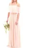 2020 nowe szyfonowe sukienki druhny eleganckie różowe z ramion plaży Bohemian Maid of Honor wesel