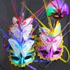 Lysande fjäril Rain Silk Mask LED med lampa Flash Light Lawning Mask Barns leksak Partihandel Party Costume Props