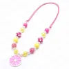 Fashion Lemon Pendant Kid Chunky Necklace Adjusted Rope Smaller Bubblegum Bead Chunky Necklace Jewelry For Girl Children